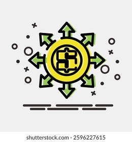 Icon money flow. Economy elements. Icon in MBE style.