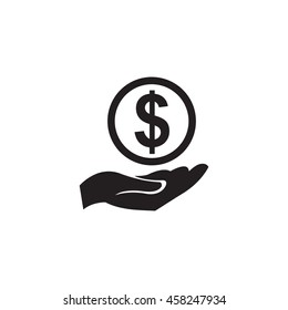 icon of money in hand, vector illustration 