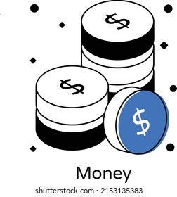 Icono del dinero en el diseño vectorial isométrico 


