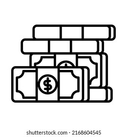 Icon Money Paper and Coin set, modern minimalist and editable stroke and fill. let's make your design easier