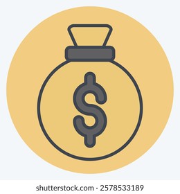 Icon Money. related to Retirement symbol. color mate style. design editable