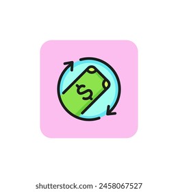 Icon of money turnover. Operating cycles, dollar, banknote. Finance concept. Can be used for topics like economy, company budget, exchanging money