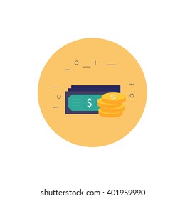 Icon money. Vector flat design illustration