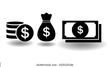 Icon, money, white background, vector.