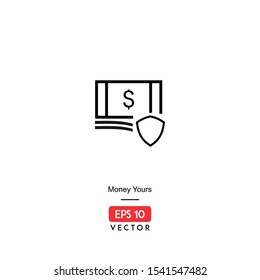 Icon money yours illustration with line style vector, isolated on white background, EPS10 - Vector