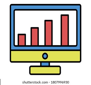 icon monitor computer grow up chart marketing and growth