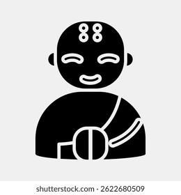 Icon monk. Buddhism and vesak elements. Icon in glyph style.