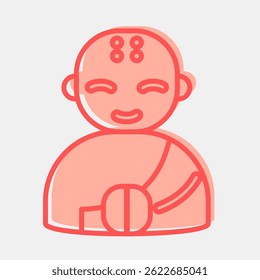 Icon monk. Buddhism and vesak elements. Icon in two tone style.