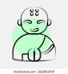 Icon monk. Buddhism and vesak elements. Icon in color spot style.