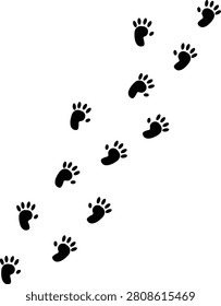 Icon of monkey footprints trailing diagonally