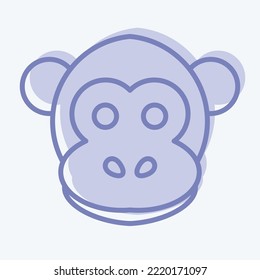 Icon Monkey. related to Animal Head symbol. two tone style. simple design editable. simple illustration. cute. education