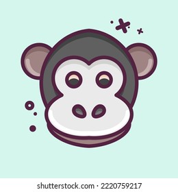 Icon Monkey. related to Animal Head symbol. MBE style. simple design editable. simple illustration. cute. education