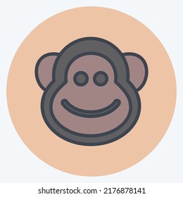 Icon Monkey. suitable for Animal symbol. color mate style. simple design editable. design template vector. simple symbol illustration