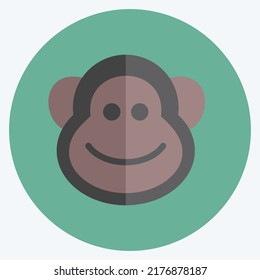 Icon Monkey. suitable for Animal symbol. flat style. simple design editable. design template vector. simple symbol illustration