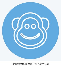 Icon Monkey. suitable for Animal symbol. blue eyes style. simple design editable. design template vector. simple symbol illustration