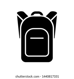 Icon monochrome silhouette backpack. Stylized simplified symbol of rucksack. Knapsack, schoolbag, sack. Vector illustration