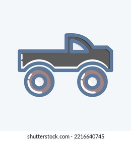 Icon Monster Car. suitable for Automotive symbol. doodle style. simple design editable. design template vector. simple illustration