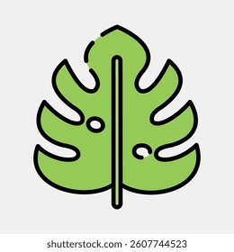 Icon monstera. Plant leaves elements. Icon in filled line style.