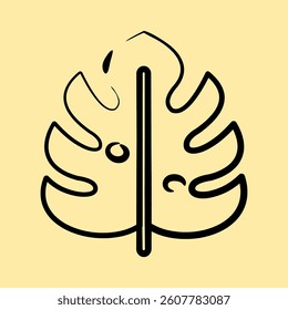 Icon monstera. Plant leaves elements. Icon in hand drawn style.