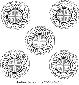 icon moon cake design, with various design shapes, with a hand drawn black outline style