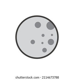 An icon of the moon with craters. Vector.