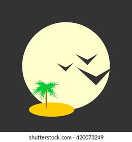 Icon of Moon with palm