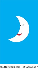 icon of the moon sleeping while smiling
