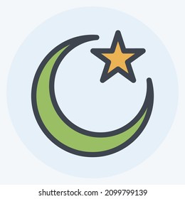 Icon Moon and Star - Color Mate Style - Simple illustration,Design Icon vector, Good for prints, posters, advertisements, announcements, info graphics, etc.