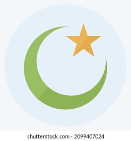 Icon Moon and Star - Flat Style - Simple illustration,Design Icon vector, Good for prints, posters, advertisements, announcements, info graphics, etc.
