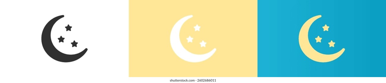 Icon Moon with star on white background. Modern sign moon and stars. Symbol dream and sleep. Moon icons in vector design