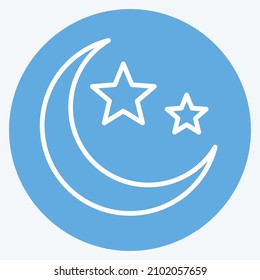 Icon Moon and Stars - Blue Eyes Style - Simple illustration,Design template vector, Good for prints, posters, advertisements, announcements, info graphics, etc.