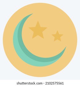 Icon Moon and Stars - Flat Style - Simple illustration,Design template vector, Good for prints, posters, advertisements, announcements, info graphics, etc.
