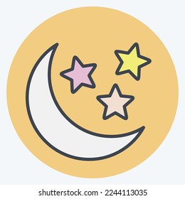Icon Moon and Stars. related to Stars symbol. color mate style. simple design editable. simple illustration. simple vector icons