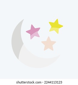 Icon Moon and Stars. related to Stars symbol. flat style. simple design editable. simple illustration. simple vector icons