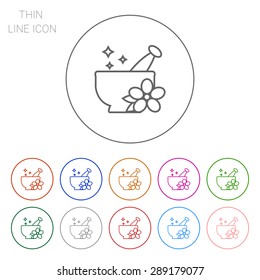 Icon of mortar and pestle with flower