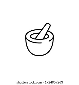 The icon of mortar & pestle. Outline illustration vector. Pictogram for web page, mobile app, promo. UI UX GUI design element. Editable stroke. Vector.