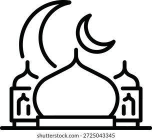 Ícone da mesquita com lua crescente acima