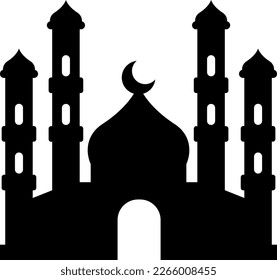 Icon of mosque with monochrome color for ramadan design graphic. Vector graphic resource for ramadan celebration in muslim culture and islam religion. Symbol for a muslim place of worship and pray