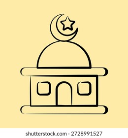 Icon mosque. Ramadan kareem elements. Icon in hand drawn style.