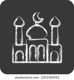 Icon Mosque. related to Eid Al Adha symbol. Chalk Style. simple design editable. simple illustration