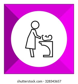 Icon of mother changing diaper with baby lying on changing table