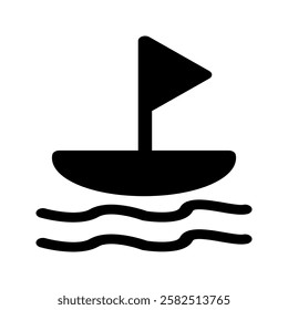 Icon of a motorboat, emphasizing speed and modern water transportation.