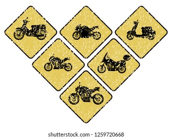 Icon of motorcycle with the grunge texture