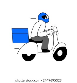 Icon or motorcycle rider, transportation, courier, food delivery services for banner, promotion design. Online delivery service concept, online order tracking, delivery home and office.