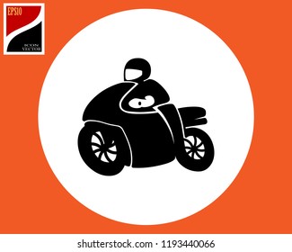 icon of a motorcyclist in a helmet in a black movement