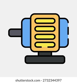 Motores de ícones. Elementos de veículos elétricos. Ícone em estilo de linha preenchida.
