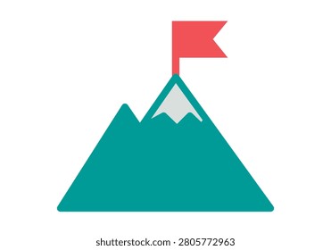 Icon of a mountain with snow on the summit and a red flag planted on the highest peak