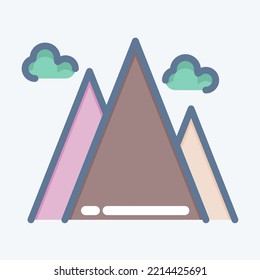 Montaña de iconos. adecuado para el símbolo de verano. estilo garabato. diseño simple editable. vector de plantilla de diseño. ilustración simple