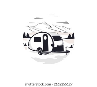 logotipo de diseño de remolques de montaña de iconos