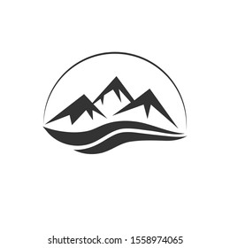 icon of the mountains, a flat simple design.
